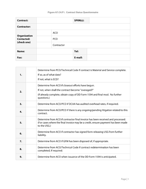 Figure A7.C4.F1. Contract Status Questionnaire
