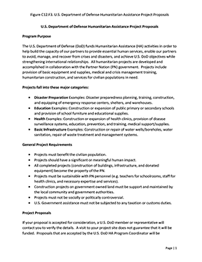 Figure C12.F3. United Stated Department of Defense Humanitarian Assistance Project Proposal