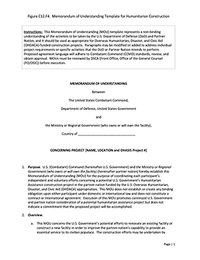 Figure C12.F4. Memorandum of Understanding Template for Humanitarian Construction