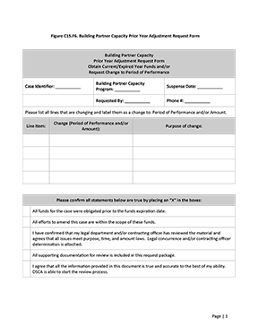 Figure C15.F6. Building Partner Capacity Prior Year Adjustment Request Form