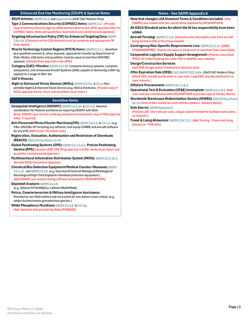 Figure C5.F12. Foreign Military Sales Cover Memorandum page 2