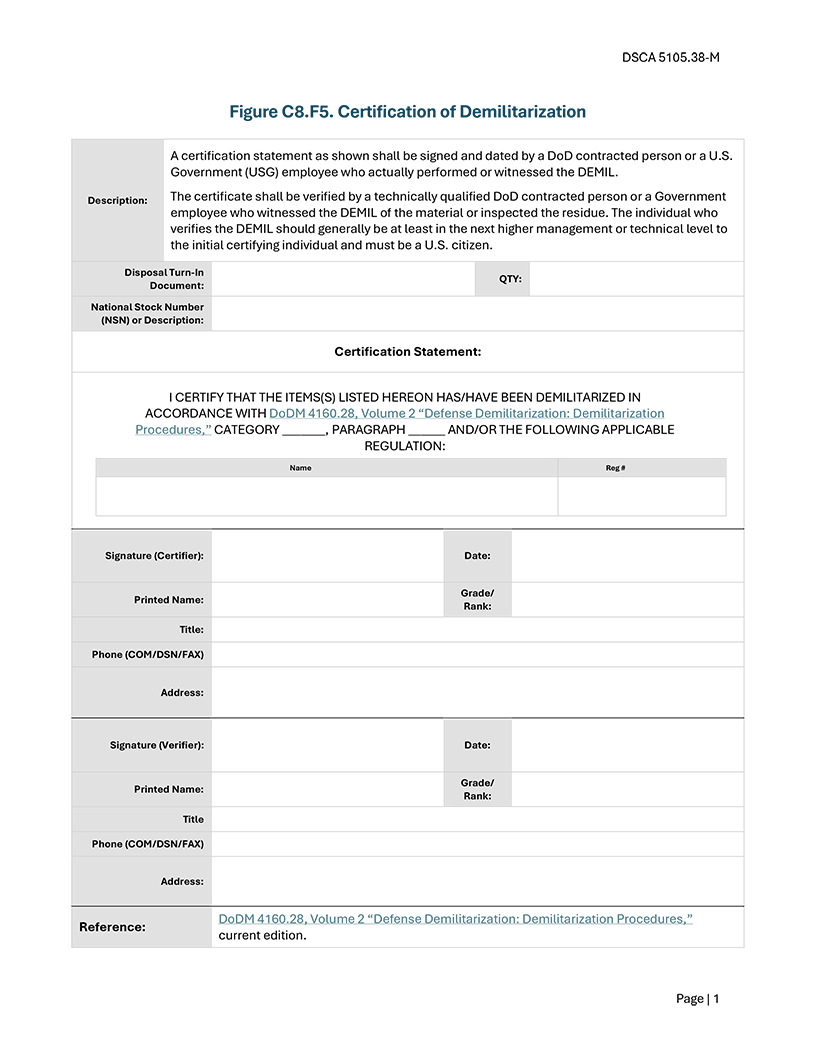 Figure C8.F5. Certification of Demilitarization