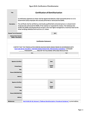 Figure C8.F6. Certification of Demilitarization